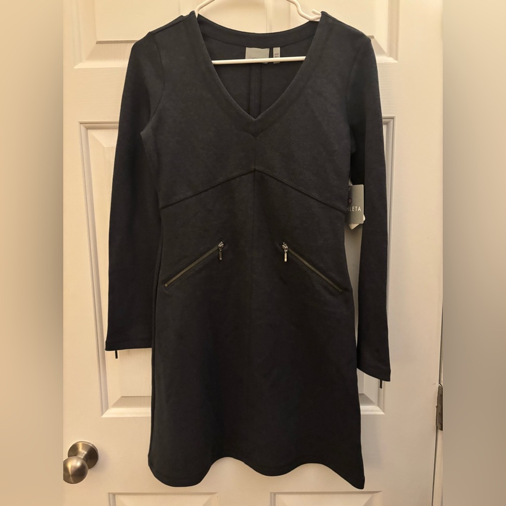 Athleta Charcoal Long Sleeve Dress XS NWT